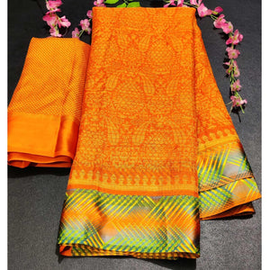 Captivating Yellow Colored Casual Wear Printed Silk Saree