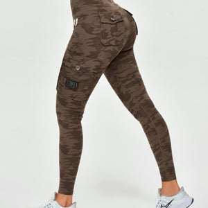 Cargo Fitness Leggings - Brown Camo
