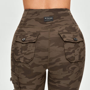 Cargo Fitness Leggings - Brown Camo