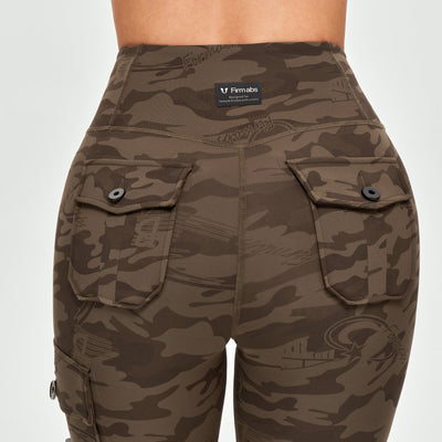 Cargo Fitness Leggings - Brown Camo