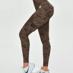 Cargo Fitness Leggings - Brown Camo