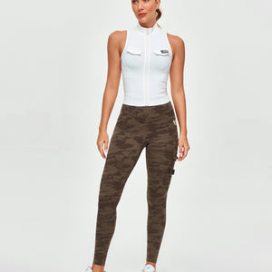 Cargo Fitness Leggings - Brown Camo