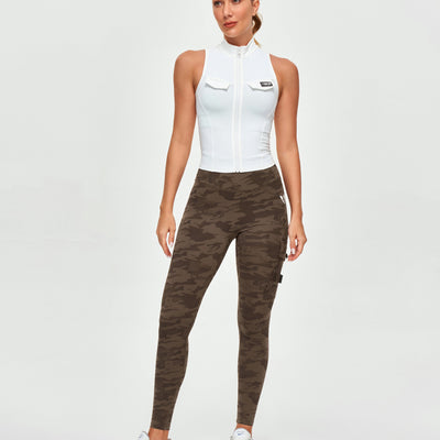Cargo Fitness Leggings - Brown Camo