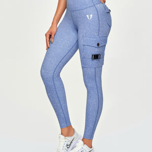 Cargo Fitness Leggings - Light Denim Blue