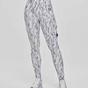 Cargo Fitness Leggings - White Camo