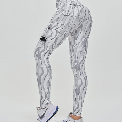 Cargo Fitness Leggings - White Camo