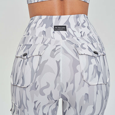 Cargo Fitness Leggings - White Camo