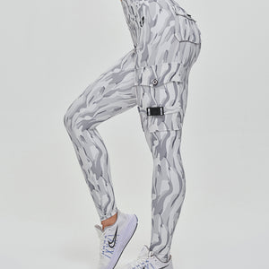 Cargo Fitness Leggings - White Camo