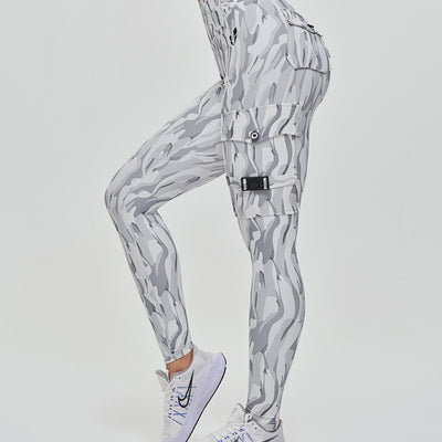 Cargo Fitness Leggings - White Camo