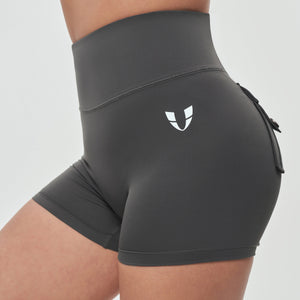 High Waist Cargo Shorts - Gray