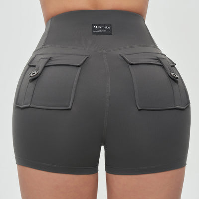 High Waist Cargo Shorts - Gray