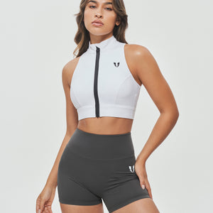 High Waist Cargo Shorts - Gray