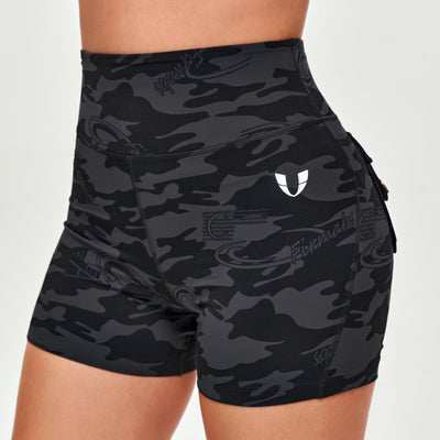 Cargo Short Shorts - Black Gray Camo
