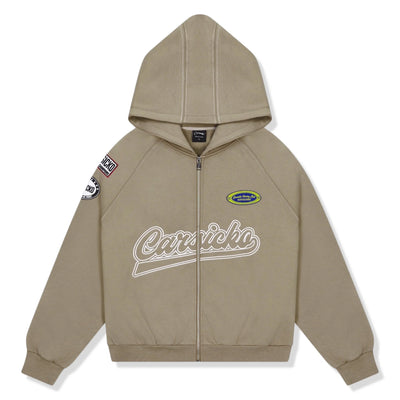 Carsicko Racing Club Zip-Up Cream Hoodie