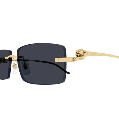 Cartier Eyewear CT0430S-001 Panthere De Cartier Gold Grey Rimless Sunglasses