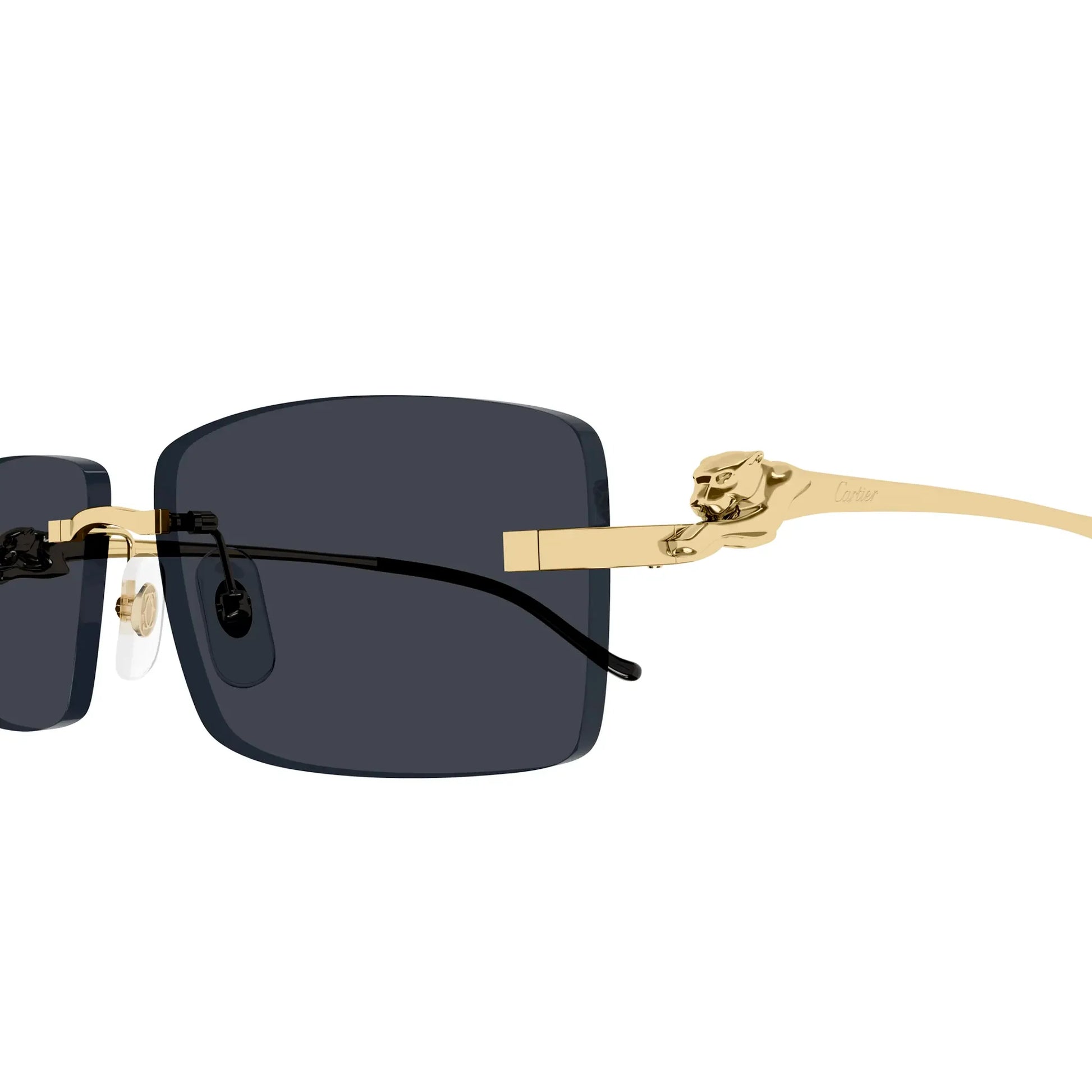 Cartier Eyewear CT0430S-001 Panthere De Cartier Gold Grey Rimless Sunglasses