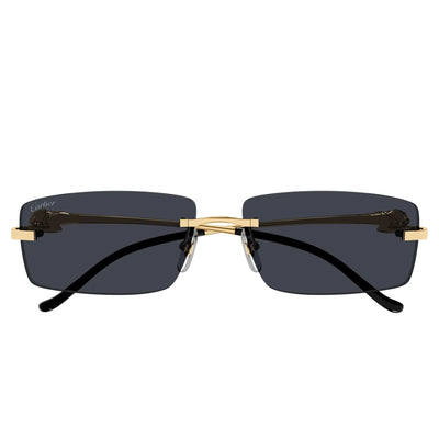 Cartier Eyewear CT0430S-001 Panthere De Cartier Gold Grey Rimless Sunglasses