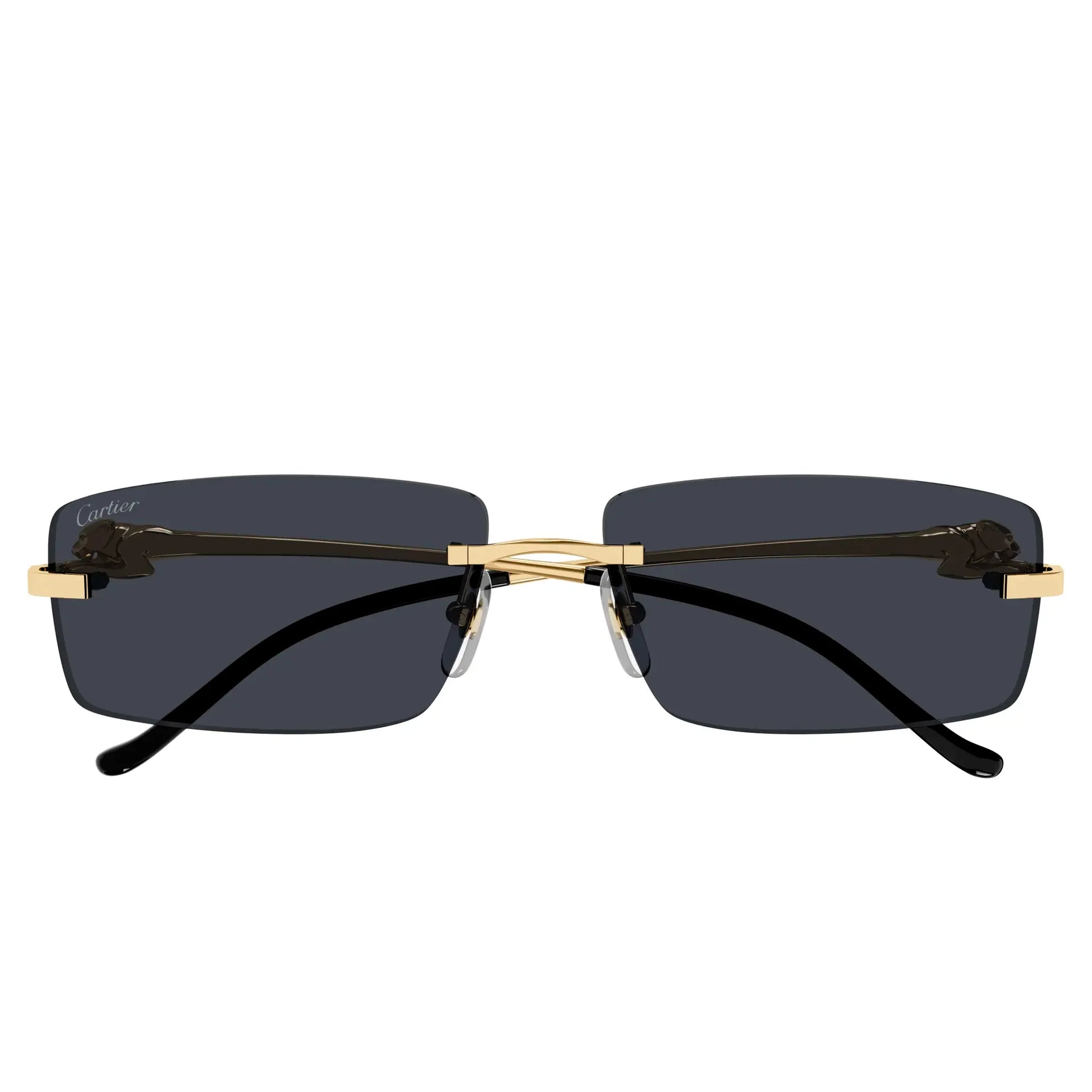 Cartier Eyewear CT0430S-001 Panthere De Cartier Gold Grey Rimless Sunglasses