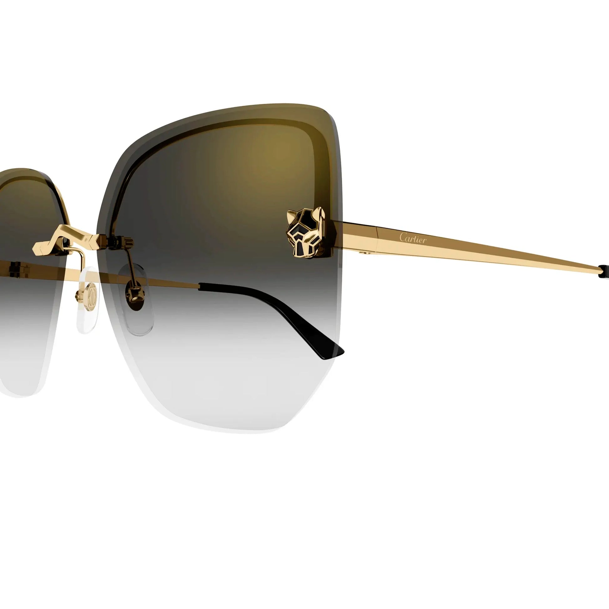 Cartier Eyewear CT0432S-001 Panthere De Cartier Gold Grey Rimless Sunglasses