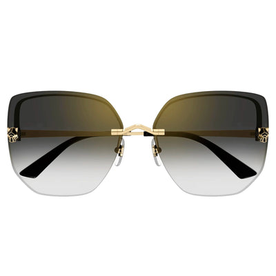 Cartier Eyewear CT0432S-001 Panthere De Cartier Gold Grey Rimless Sunglasses