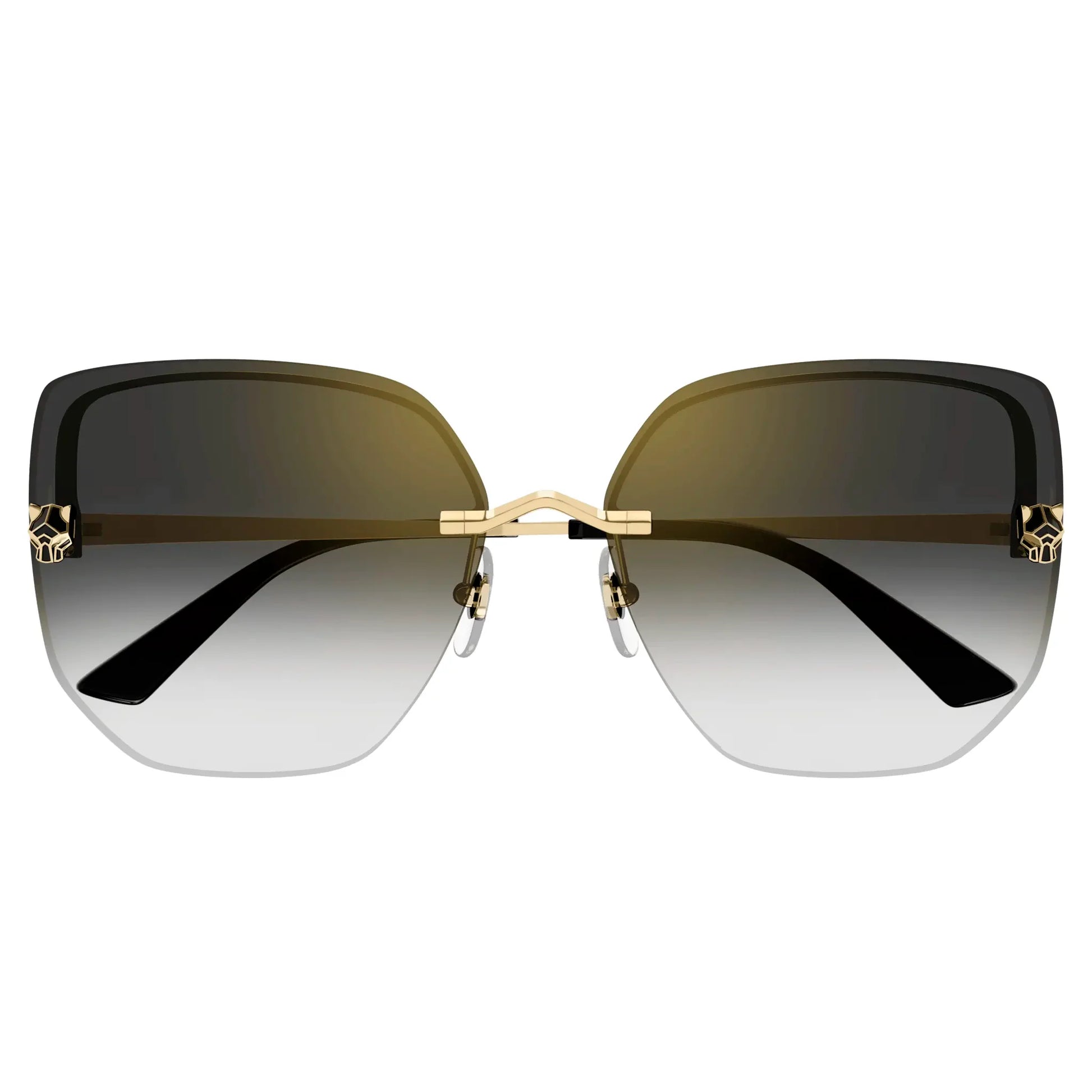 Cartier Eyewear CT0432S-001 Panthere De Cartier Gold Grey Rimless Sunglasses