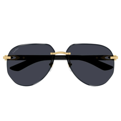 Cartier Eyewear CT0440S-001 Gold Grey Rimless Sunglasses