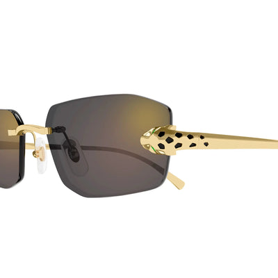 Cartier Eyewear CT0474S-001 Panthere De Cartier Gold Grey Rimless Sunglasses