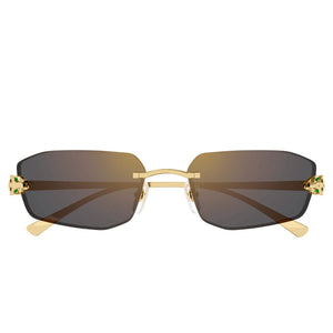 Cartier Eyewear CT0474S-001 Panthere De Cartier Gold Grey Rimless Sunglasses