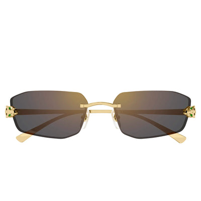 Cartier Eyewear CT0474S-001 Panthere De Cartier Gold Grey Rimless Sunglasses