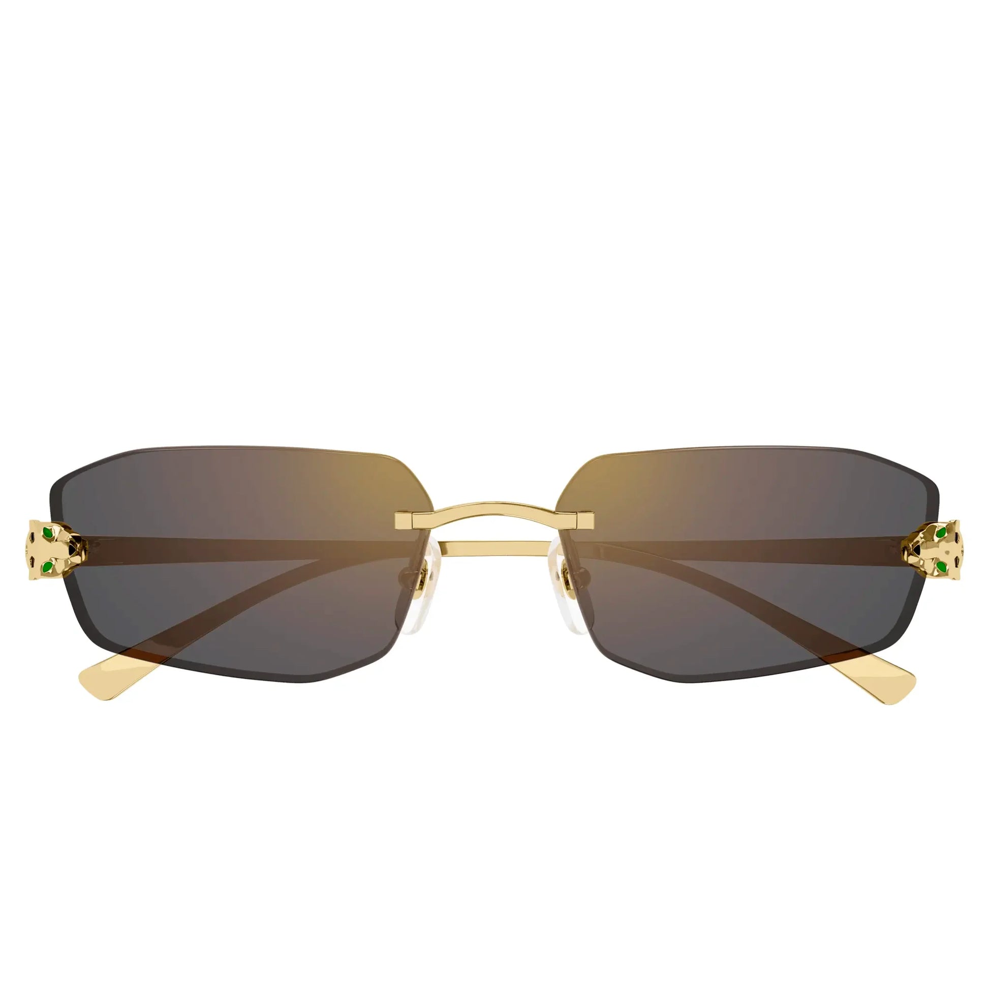 Cartier Eyewear CT0474S-001 Panthere De Cartier Gold Grey Rimless Sunglasses