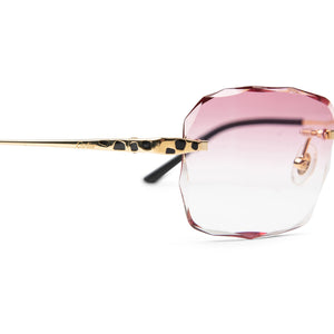 Cartier Eyewear Custom CT0309O-001 Panthère Gold Pink Rimless Sunglasses