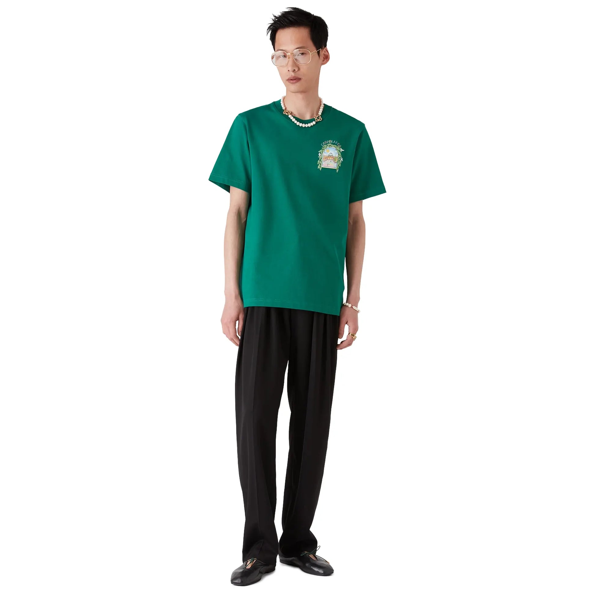 Casablanca L'Arche Tennis Club Graphic Racing Green T Shirt