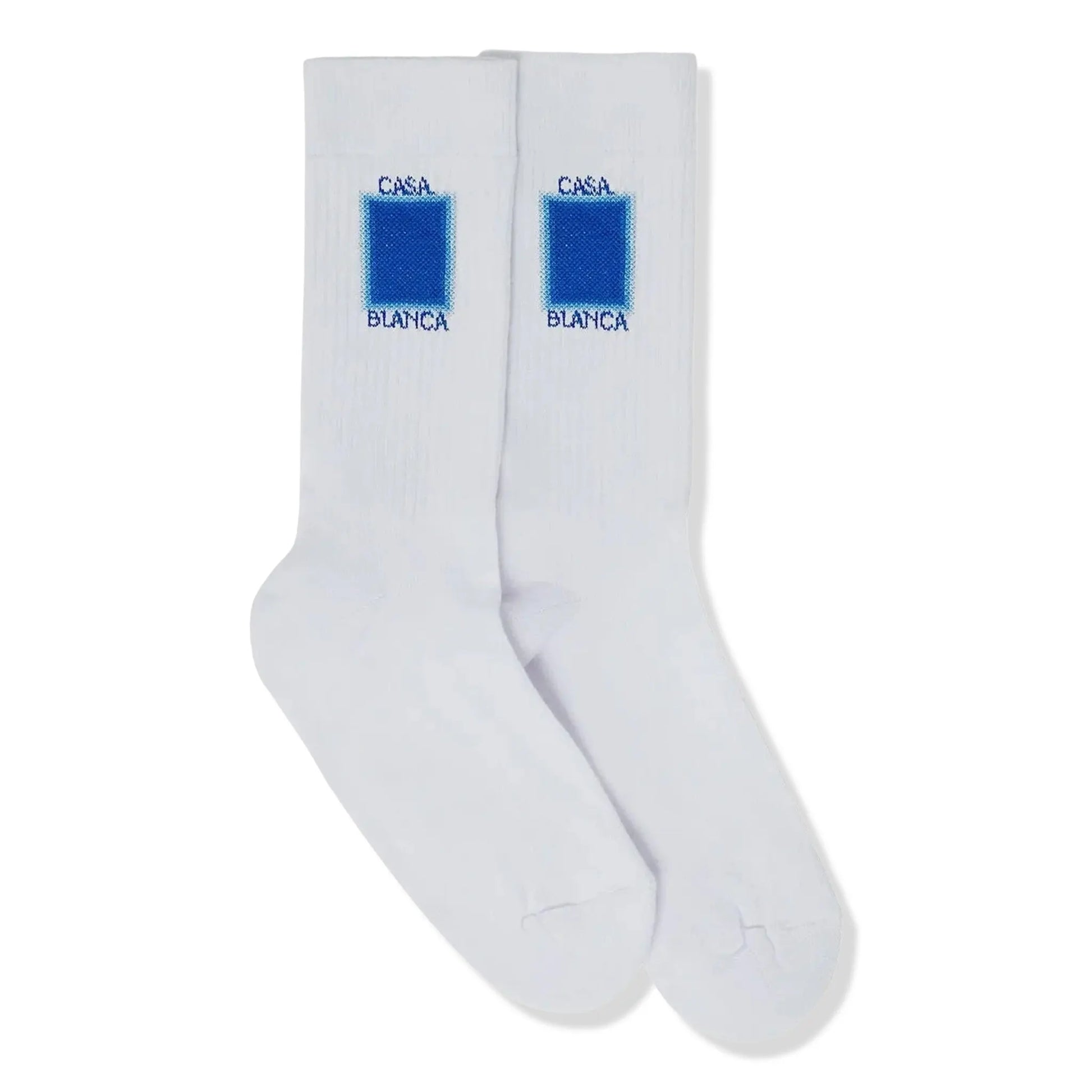 Casablanca Logo Print Ribbed Sport White Socks