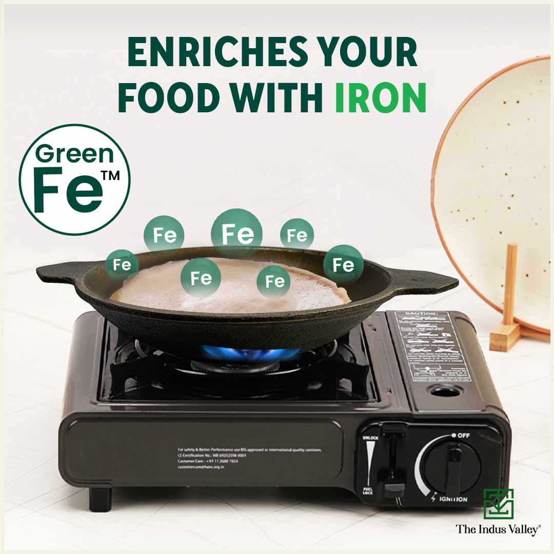 CASTrong Super Smooth Cast Iron Appam Pan/Appachetty, Pre-seasoned, Nonstick, 100% Pure, Toxin-free, 22cm, 1.9kg