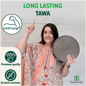 Super Smooth Cast Iron Tawa + Free ₹110 Spatula, Pre-seasoned, Nonstick, 100% Pure, Toxin-free, 30.5cm, 2.3kg
