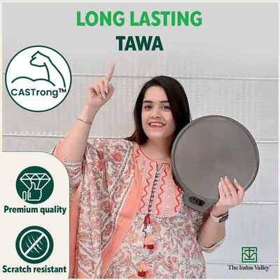Super Smooth Cast Iron Tawa + Free ₹110 Spatula, Pre-seasoned, Nonstick, 100% Pure, Toxin-free, 30.5cm, 2.3kg