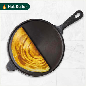 Super Smooth Cast Iron Tawa with Handle,Pre-seasoned, Nonstick, 100% Pure, Toxin-free, Induction, 26.3cm, 1.8kg