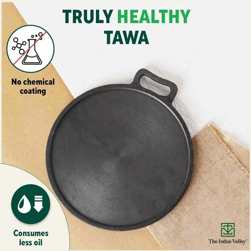 Super Smooth Cast Iron Tawa, Pre-seasoned, 100% Pure, Toxin-free, Induction, 27.9cm, 2.7 kg