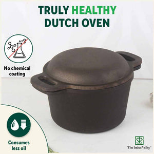 CASTrong Cast Iron Dutch Oven/ Casserole with Lid,Pre-seasoned, 100% Pure, Toxin-free, Induction, 21.4cm, 3L, 5.5kg