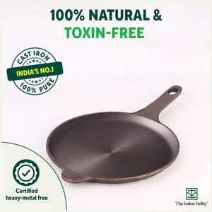 Super Smooth Cast Iron Shallow Fry Pan,Pre-seasoned, Nonstick, 100% Pure, Toxin-free, Induction, 25.4cm, 1.8kg