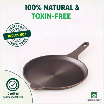 Super Smooth Cast Iron Shallow Fry Pan,Pre-seasoned, Nonstick, 100% Pure, Toxin-free, Induction, 25.4cm, 1.8kg
