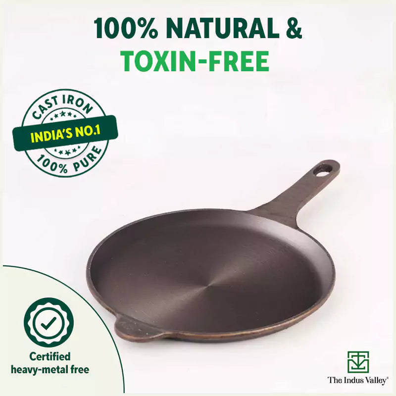 Super Smooth Cast Iron Shallow Fry Pan,Pre-seasoned, Nonstick, 100% Pure, Toxin-free, Induction, 25.4cm, 1.8kg