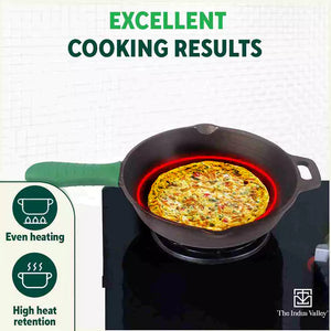 CASTrong Cast Iron Fry Pan/Skillet, Glass Lid, Pre-seasoned, Natural Nonstick, 100% Pure, Induction, 20.3cm, 0.9L, 2.3kg
