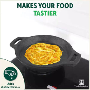 CASTrong Cast Iron Fish Fry Pan, Pre-seasoned, Nonstick, 100% Pure, Toxin-free, Induction, 22.4/25cm, 1.5kg/2kg