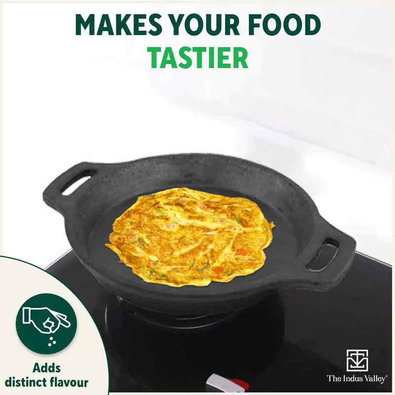 CASTrong Cast Iron Fish Fry Pan, Pre-seasoned, Nonstick, 100% Pure, Toxin-free, Induction, 22.4/25cm, 1.5kg/2kg