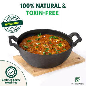 CASTrong Cast Iron Kadai, Pre-seasoned, Nonstick, 100% Pure, Toxin-free, Induction, 21/25cm, 1.7L/3.1L, 1.7kg/3.3kg