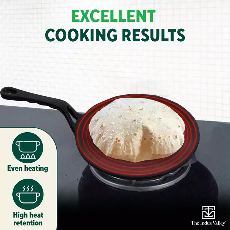 CASTrong Cast Iron Tawa+ Free ₹400 Tadka Pan,Pre-seasoned, Nonstick, 100% Pure, Toxin-free, 25.9cm, 1.9kg