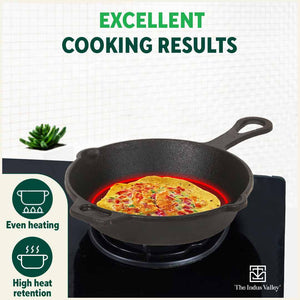 CASTrong Cast Iron Fry Pan/Skillet,Pre-seasoned, Nonstick, 100% Pure, Toxin-free, Induction, 23cm, 1.4L, 2.4kg