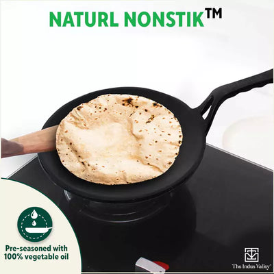 CASTrong Cast Iron Tawa+ Free ₹400 Tadka Pan,Pre-seasoned, Nonstick, 100% Pure, Toxin-free, 25.9cm, 1.9kg