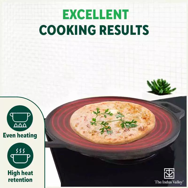 CASTrong Cast Iron Roti/Dosa Tawa, Pre-seasoned, Nonstick, 100% Pure, Toxin-free, Gas & Induction, Free ₹110 Spatula, 30.2cm, 2.4kg